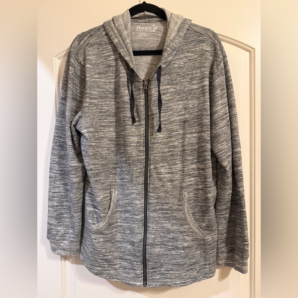 Hanes unisex Heather Gray Zip-Up Hooded Sweater